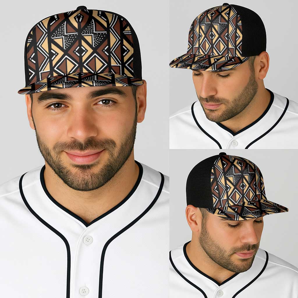 Mali Mud Cloth Legacy Pattern Baseball Net Cap Ethnic Geometry Style - Wonder Print Shop