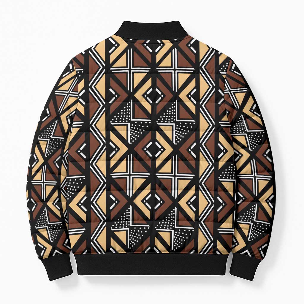 Mali Mud Cloth Legacy Pattern Bomber Puffer Jacket Ethnic Geometry Style - Wonder Print Shop