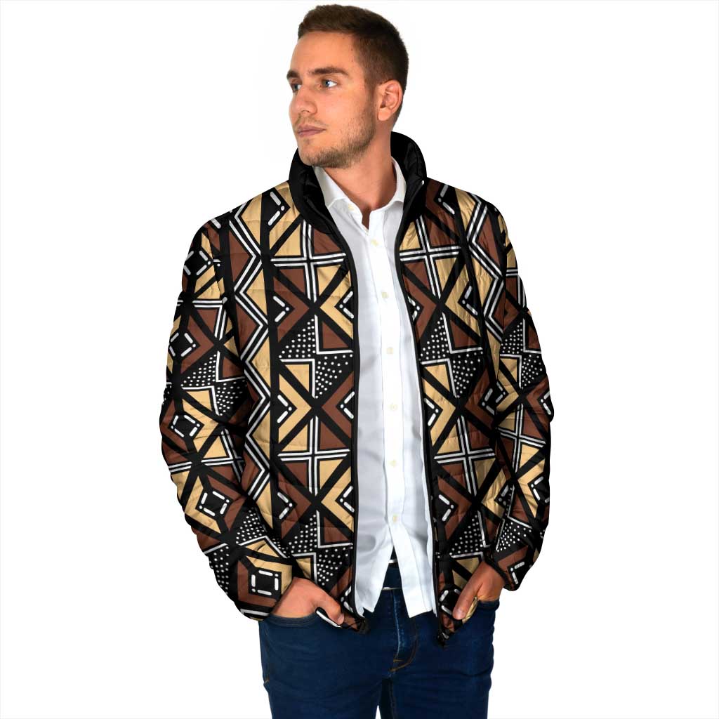 Mali Mud Cloth Legacy Pattern Padded Jacket Ethnic Geometry Style - Wonder Print Shop