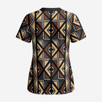 Mali Mud Cloth Legacy Pattern Scrub Top Ethnic Geometry Style - Wonder Print Shop