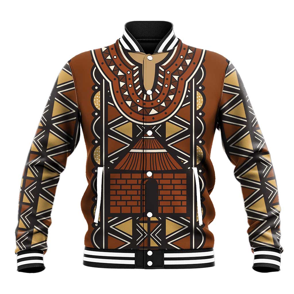 Mali Mud Cloth African Village Baseball Jacket Ethnic Geometry Style - Wonder Print Shop