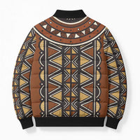 Mali Mud Cloth African Village Bomber Puffer Jacket Ethnic Geometry Style - Wonder Print Shop
