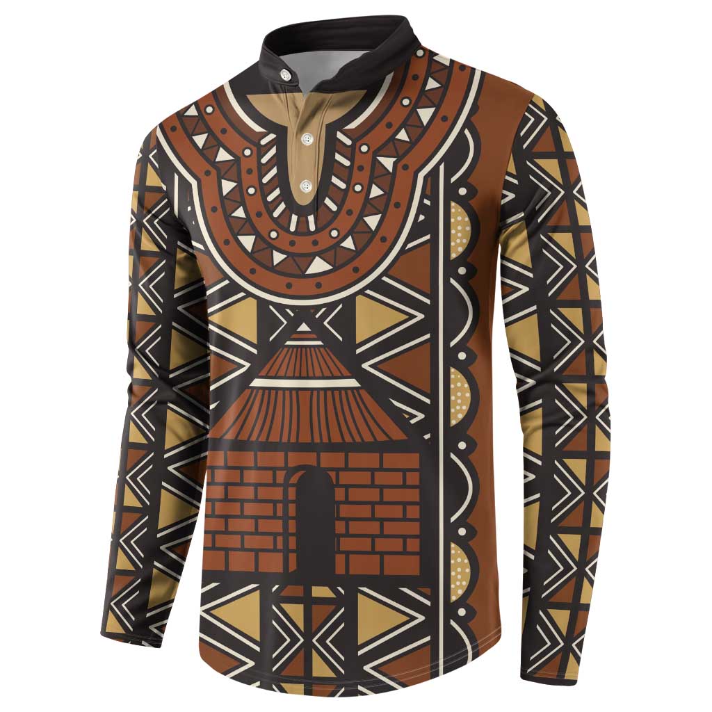 Mali Mud Cloth African Village Button Sweatshirt Ethnic Geometry Style - Wonder Print Shop