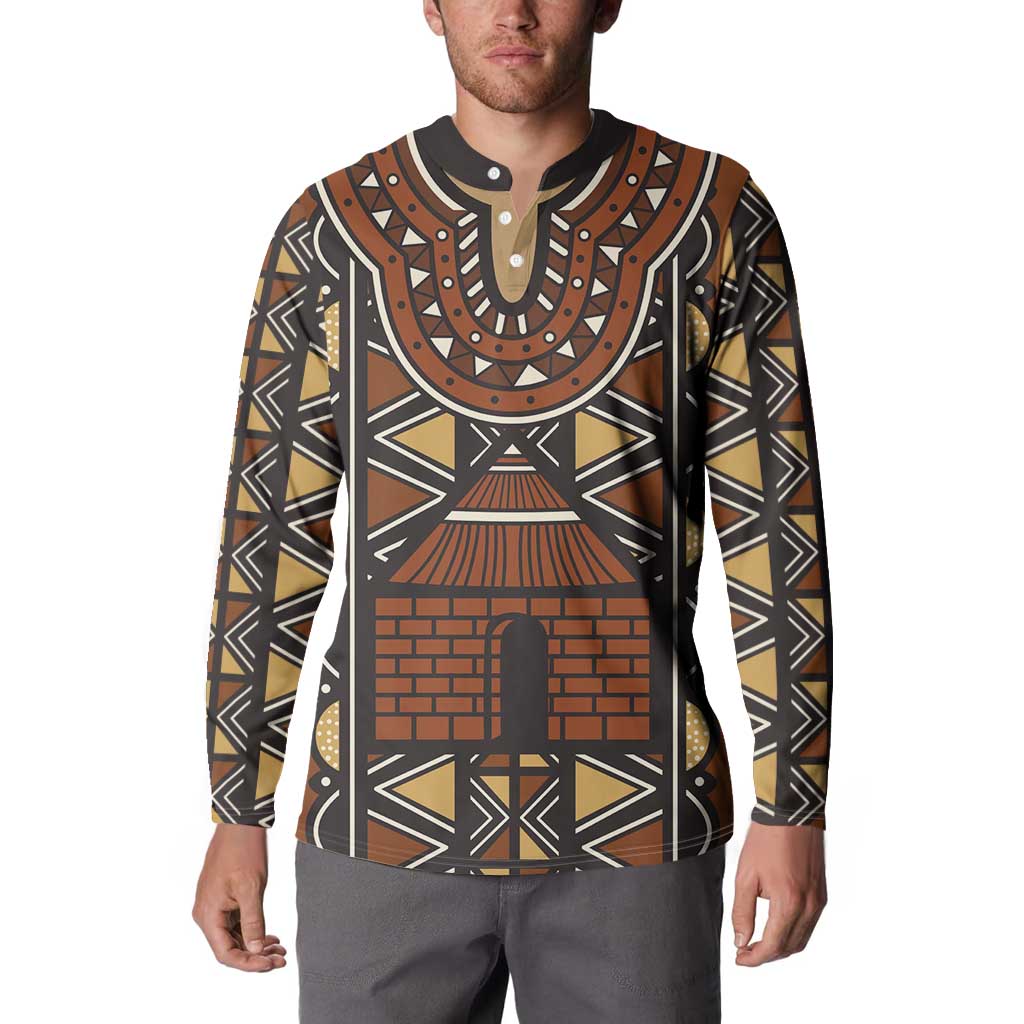 Mali Mud Cloth African Village Button Sweatshirt Ethnic Geometry Style - Wonder Print Shop