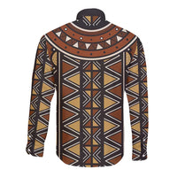 Mali Mud Cloth African Village Long Sleeve Button Shirt Ethnic Geometry Style - Wonder Print Shop