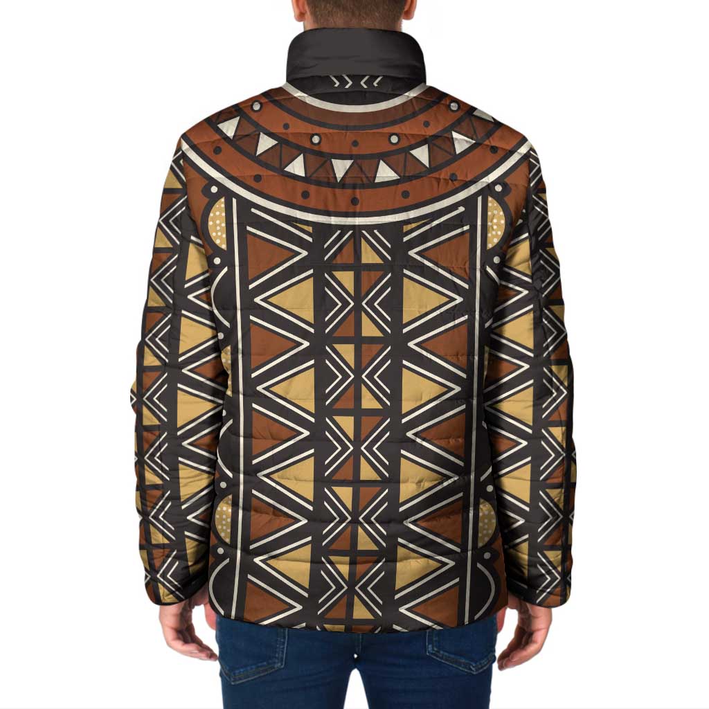 Mali Mud Cloth African Village Padded Jacket Ethnic Geometry Style - Wonder Print Shop