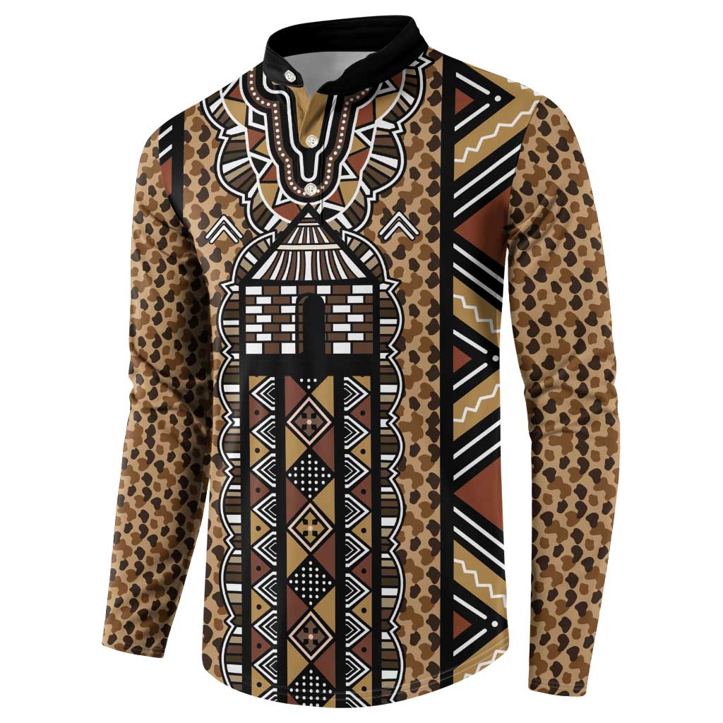 Mali Mud Cloth Leopards Legacy Button Sweatshirt Tribal Village - Wonder Print Shop