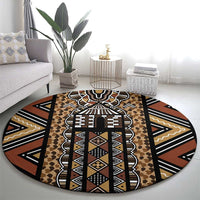 Mali Mud Cloth Leopards Legacy Round Carpet Tribal Village - Wonder Print Shop