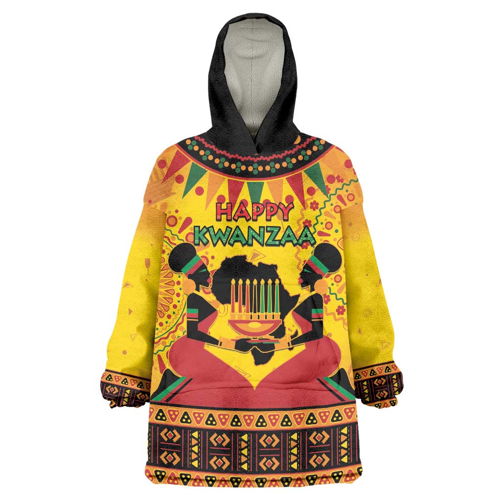 Kwanzaa Holiday Wearable Blanket Hoodie African Pattern