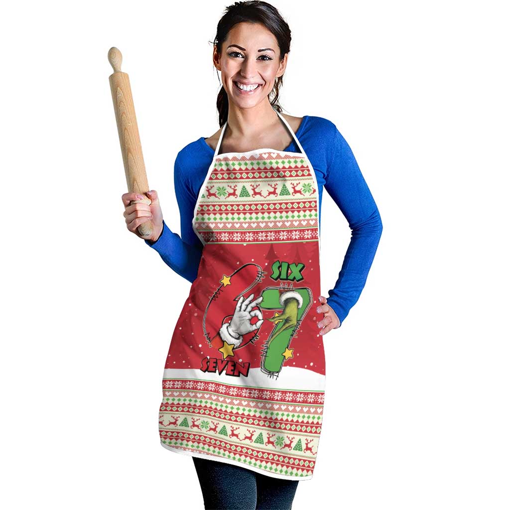 Funny Six Seven Meme Christmas Apron Merry 67 Mas - Wonder Print Shop
