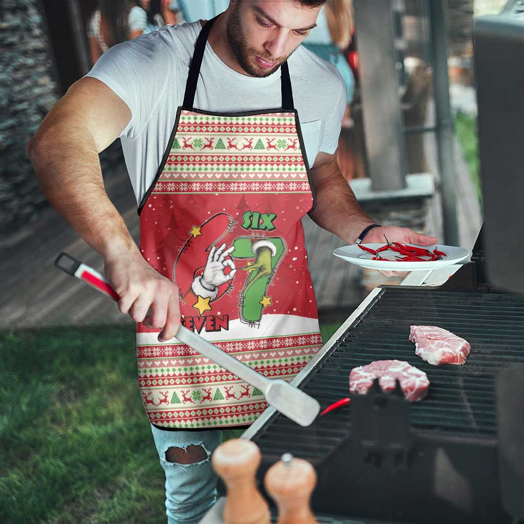 Funny Six Seven Meme Christmas Apron Merry 67 Mas - Wonder Print Shop