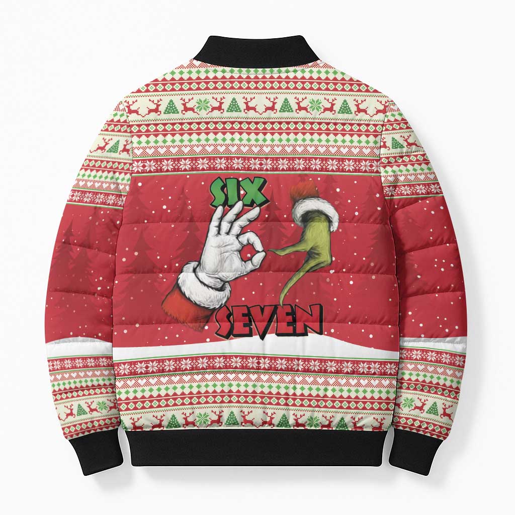 Funny Six Seven Meme Christmas Bomber Puffer Jacket Merry 67 Mas - Wonder Print Shop