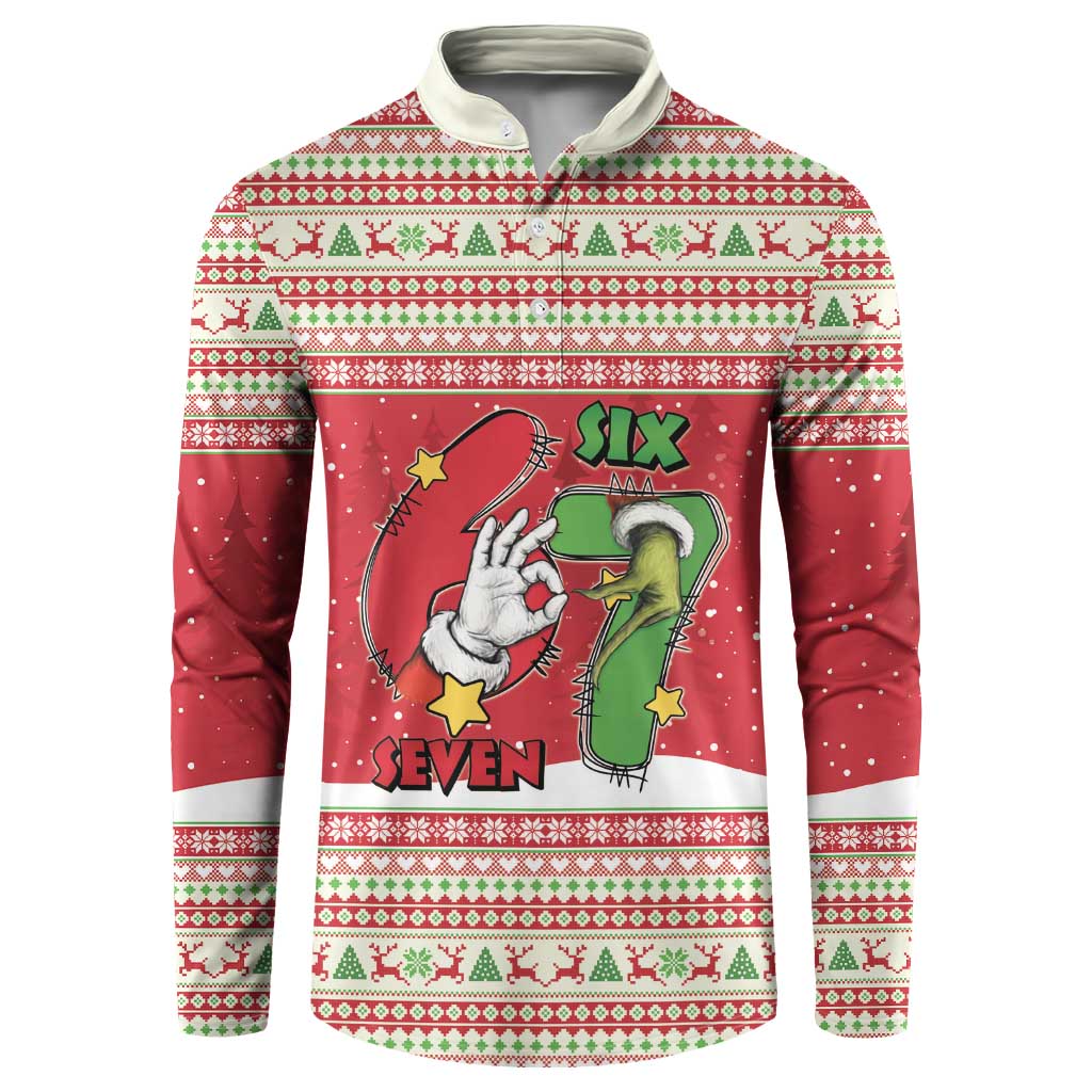Funny Six Seven Meme Christmas Button Sweatshirt Merry 67 Mas - undefined