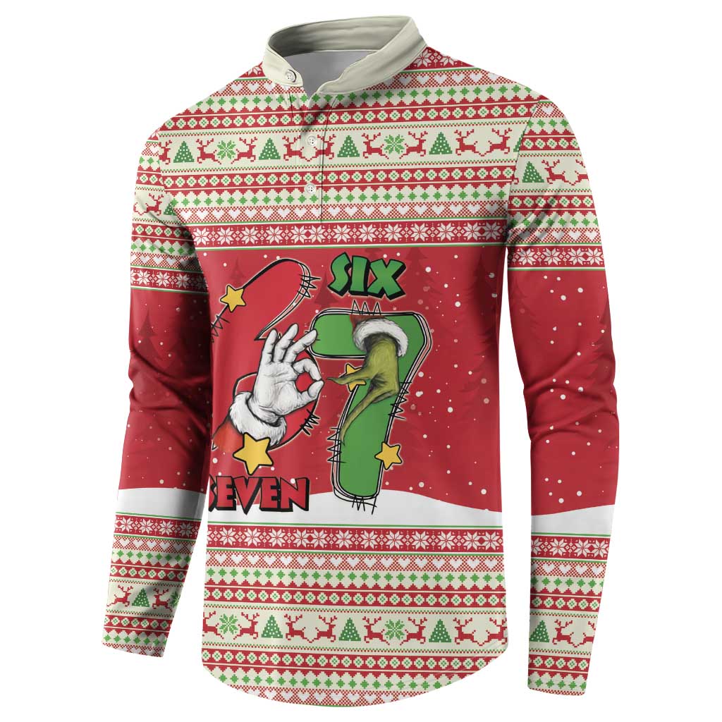 Funny Six Seven Meme Christmas Button Sweatshirt Merry 67 Mas - undefined