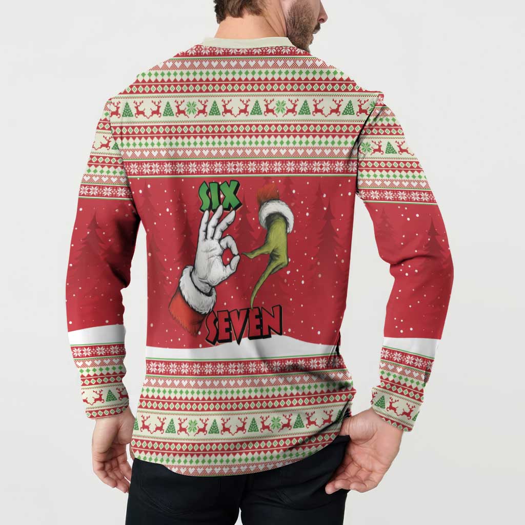 Funny Six Seven Meme Christmas Button Sweatshirt Merry 67 Mas - undefined