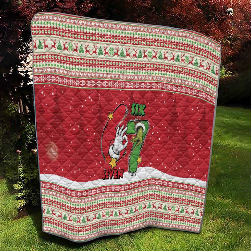 Funny Six Seven Meme Christmas Quilt Merry 67 Mas - Wonder Print Shop