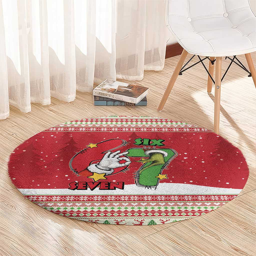 Funny Six Seven Meme Christmas Round Carpet Merry 67 Mas - Wonder Print Shop