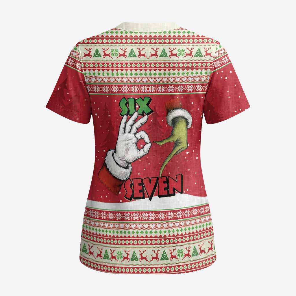 Funny Six Seven Meme Christmas Scrub Top Merry 67 Mas - Wonder Print Shop