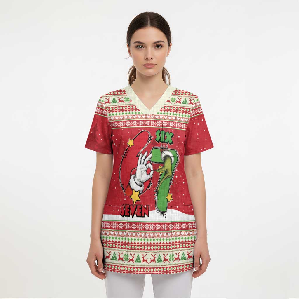 Funny Six Seven Meme Christmas Scrub Top Merry 67 Mas - Wonder Print Shop
