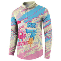 Six Seven Ice Cream Drip Button Sweatshirt 67 Funny Christmas Gen Alpha Slang - Wonder Print Shop