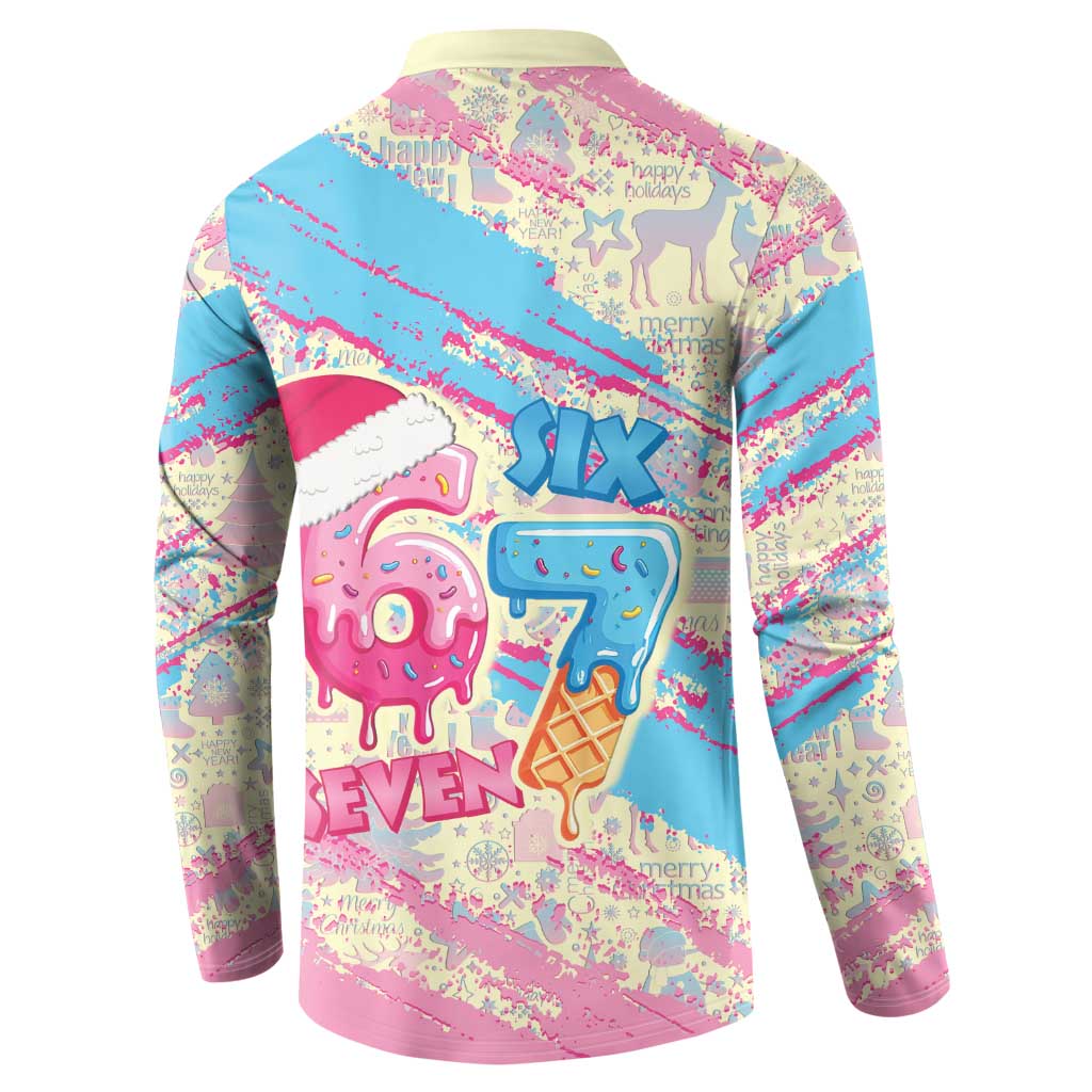 Six Seven Ice Cream Drip Button Sweatshirt 67 Funny Christmas Gen Alpha Slang - Wonder Print Shop