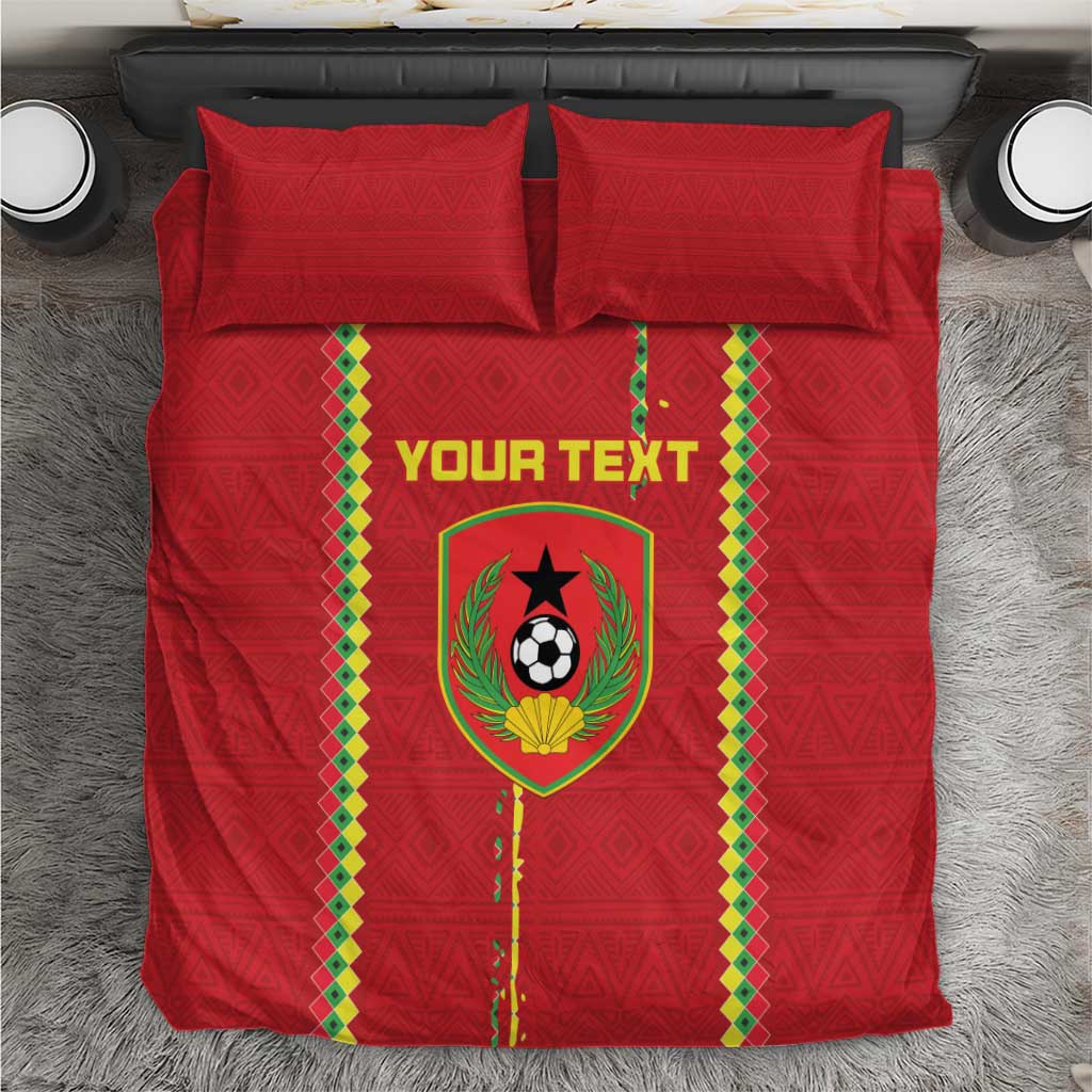 Red football bedding set with crest and soccer ball, green/yellow diamond border, 2 pillowcases