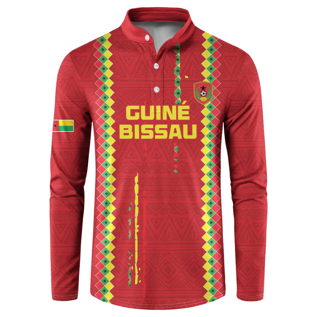 Custom Guinea Bissau Football Button Sweatshirt Go Djurtus - Red Ver - Wonder Print Shop