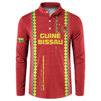 Red Guinea-Bissau button sweatshirt with green/yellow trim and front crest