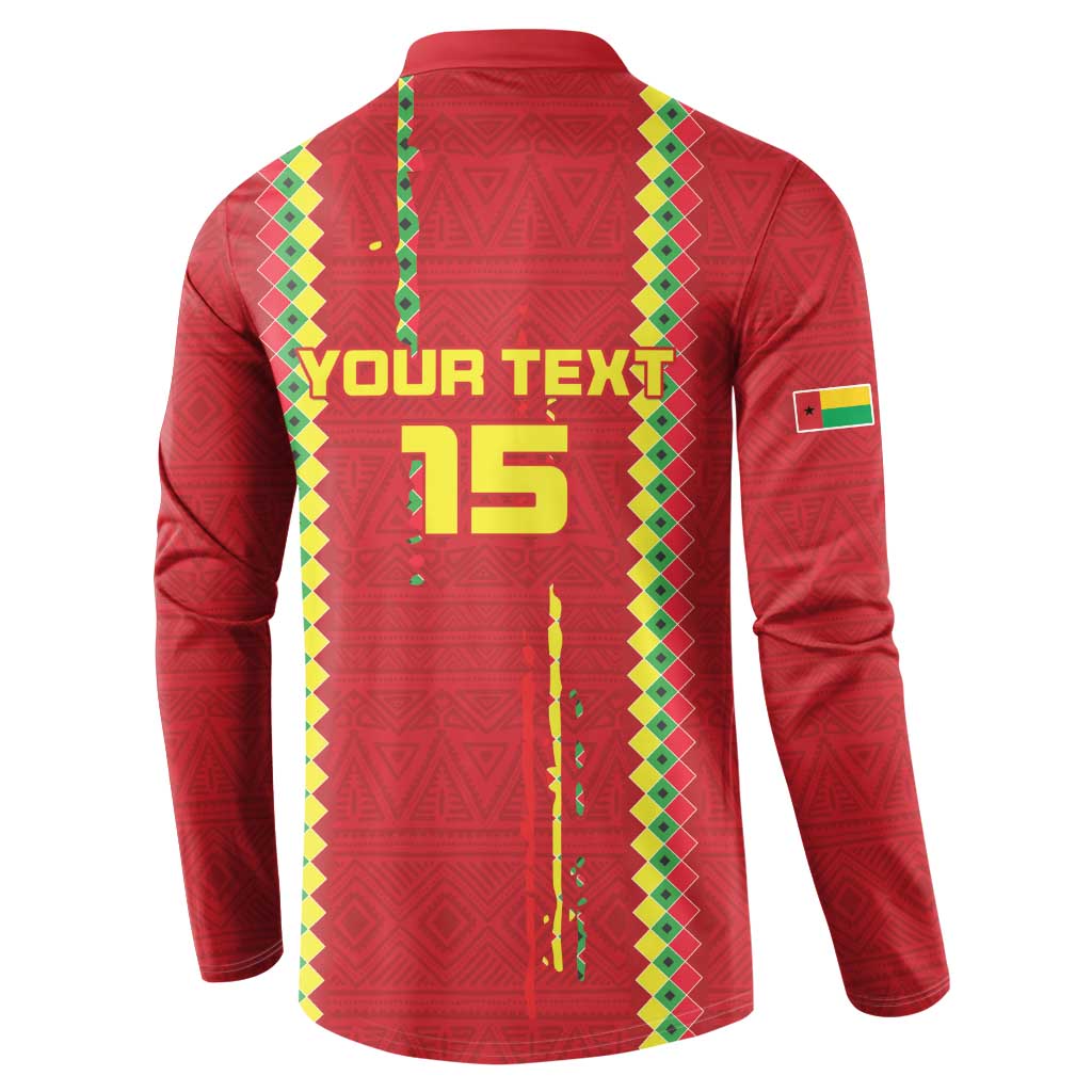 Red sweatshirt back with 'YOUR TEXT' and '15' print, green/yellow trim