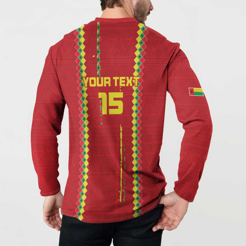 Red sweatshirt back with 'YOUR TEXT' and '15' print, green/yellow trim