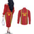 Custom Guinea Bissau Football Couples Matching Off The Shoulder Long Sleeve Dress and Long Sleeve Button Shirt Go Djurtus - Red Ver