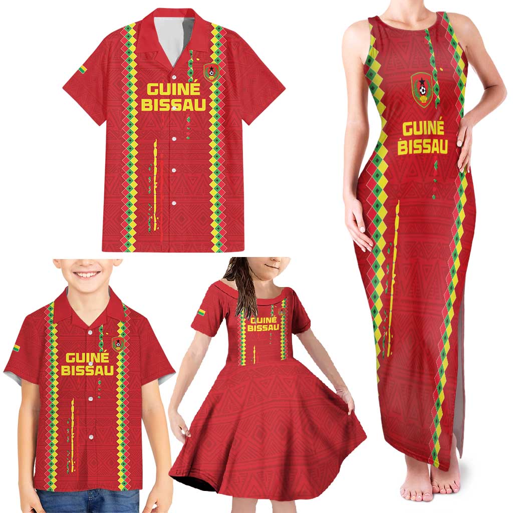 Custom Guinea Bissau Football Family Matching Tank Maxi Dress and Hawaiian Shirt Go Djurtus - Red Ver - Wonder Print Shop