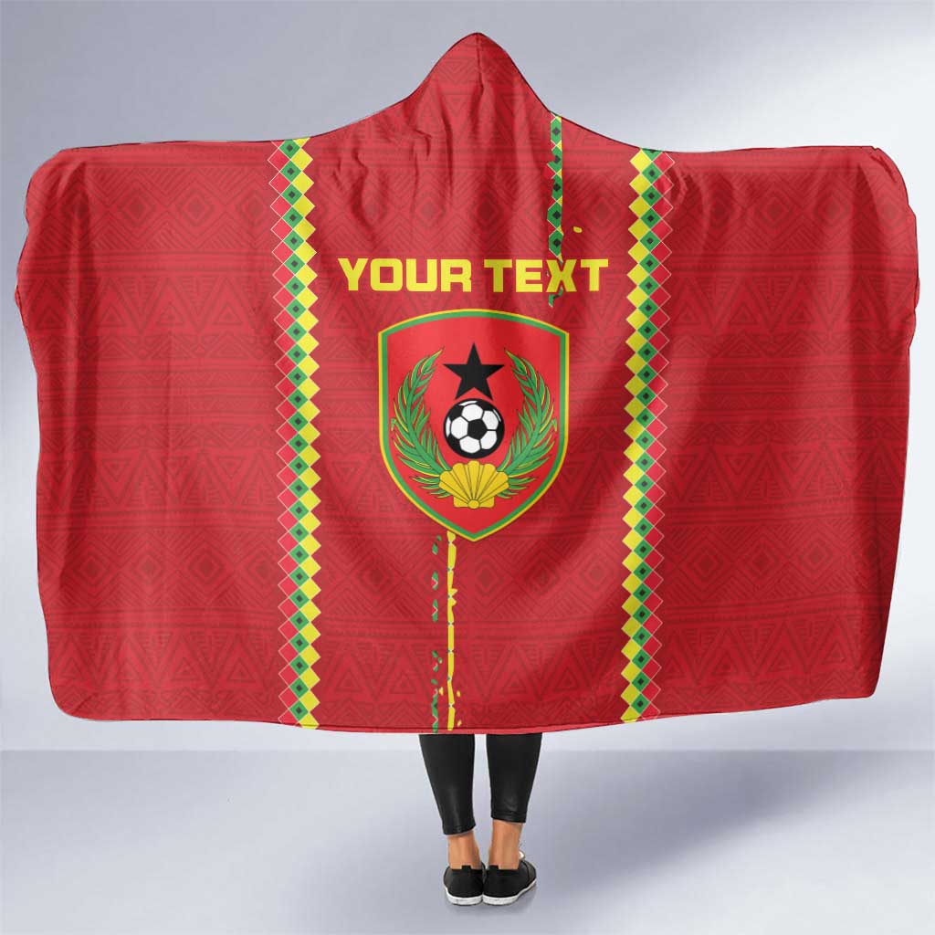 Custom Guinea Bissau Football Hooded Blanket Go Djurtus - Red Ver