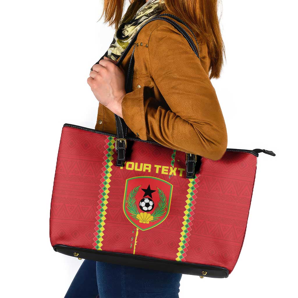 Custom Guinea Bissau Football Leather Tote Bag Go Djurtus - Red Ver - Wonder Print Shop