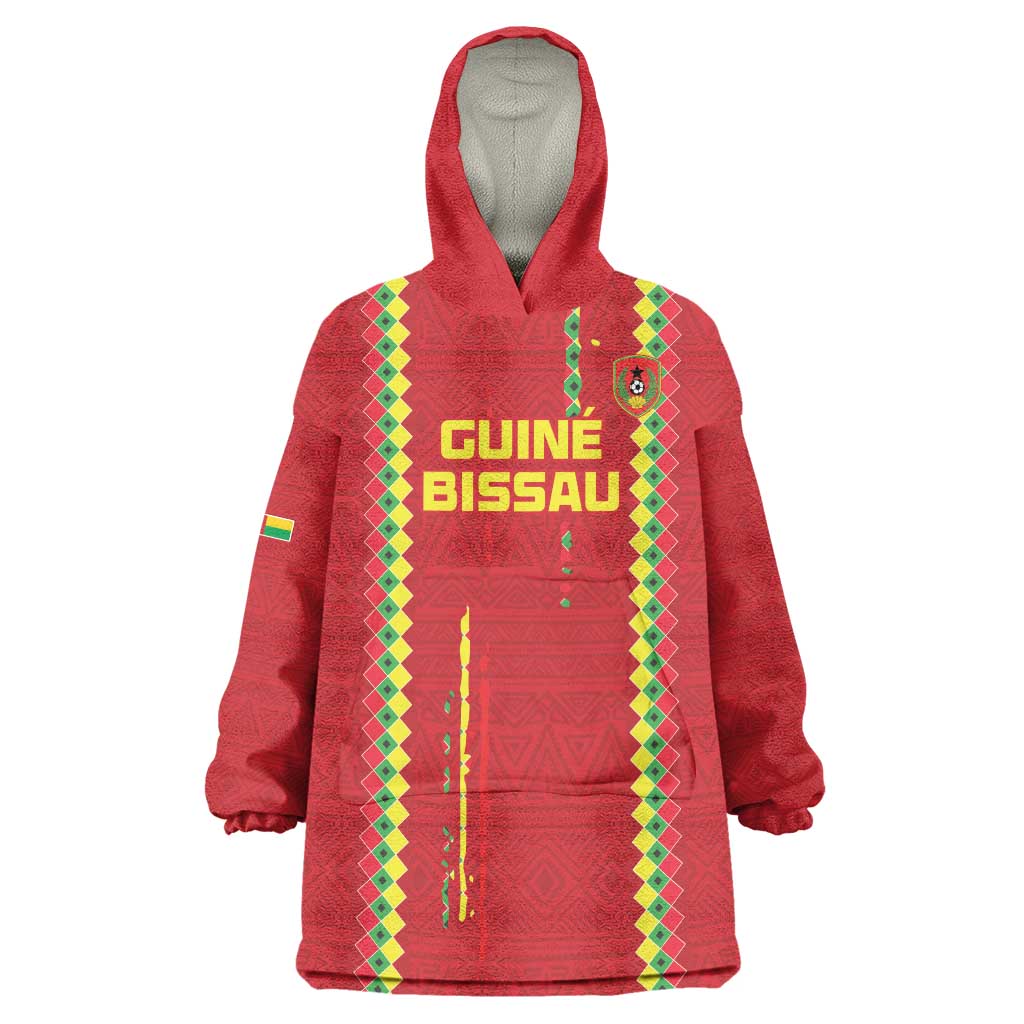 Custom Guinea Bissau Football Wearable Blanket Hoodie Go Djurtus - Red Ver