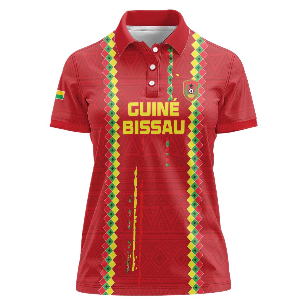 Custom Guinea Bissau Football Women Polo Shirt Go Djurtus - Red Ver - Wonder Print Shop