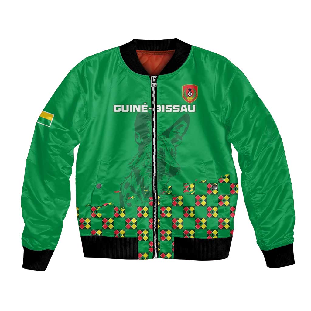 Green unisex football bomber jacket with full-zip, ribbed cuffs, and front crest graphic