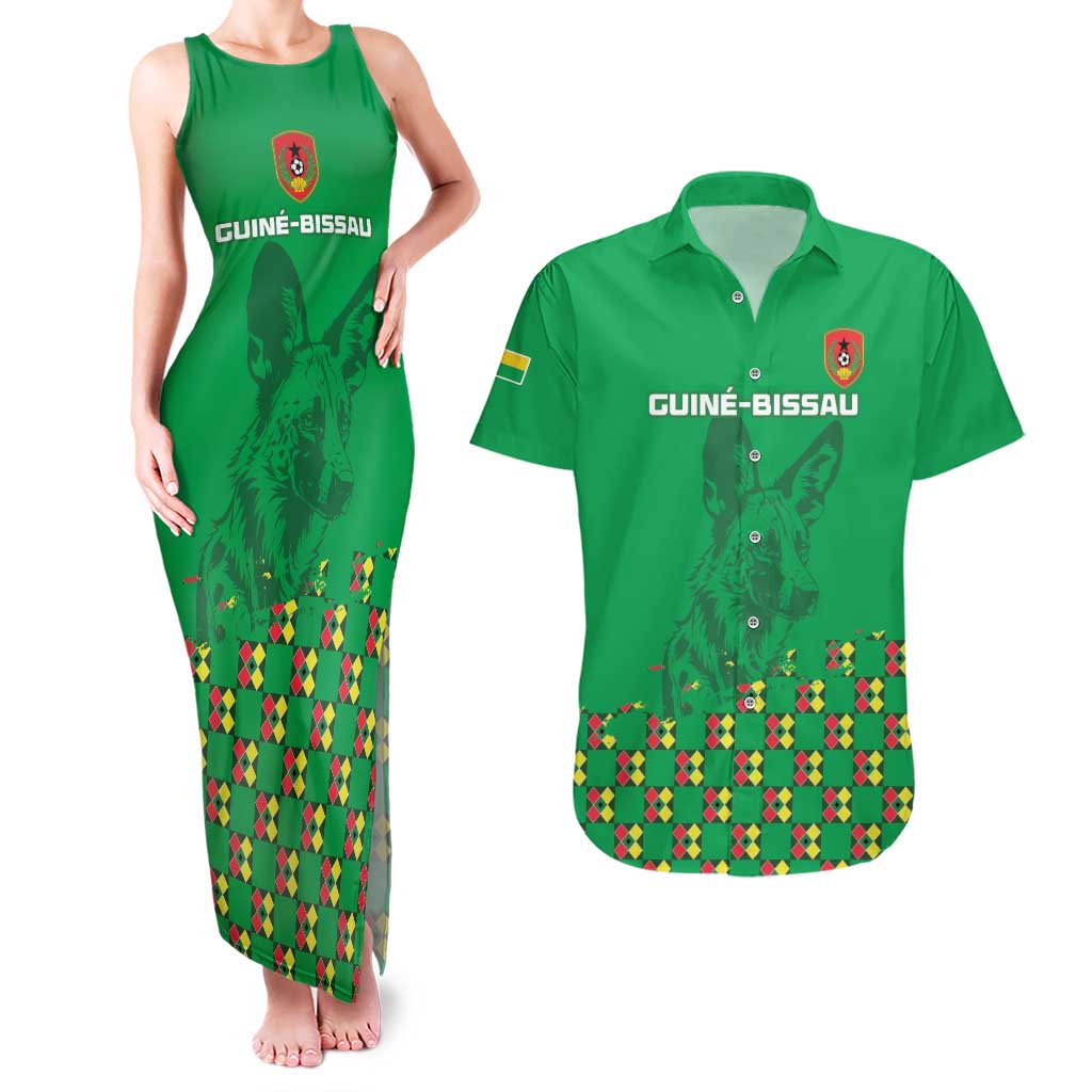 Custom Guinea Bissau Football Couples Matching Tank Maxi Dress and Hawaiian Shirt Go Djurtus - Green Ver - Wonder Print Shop