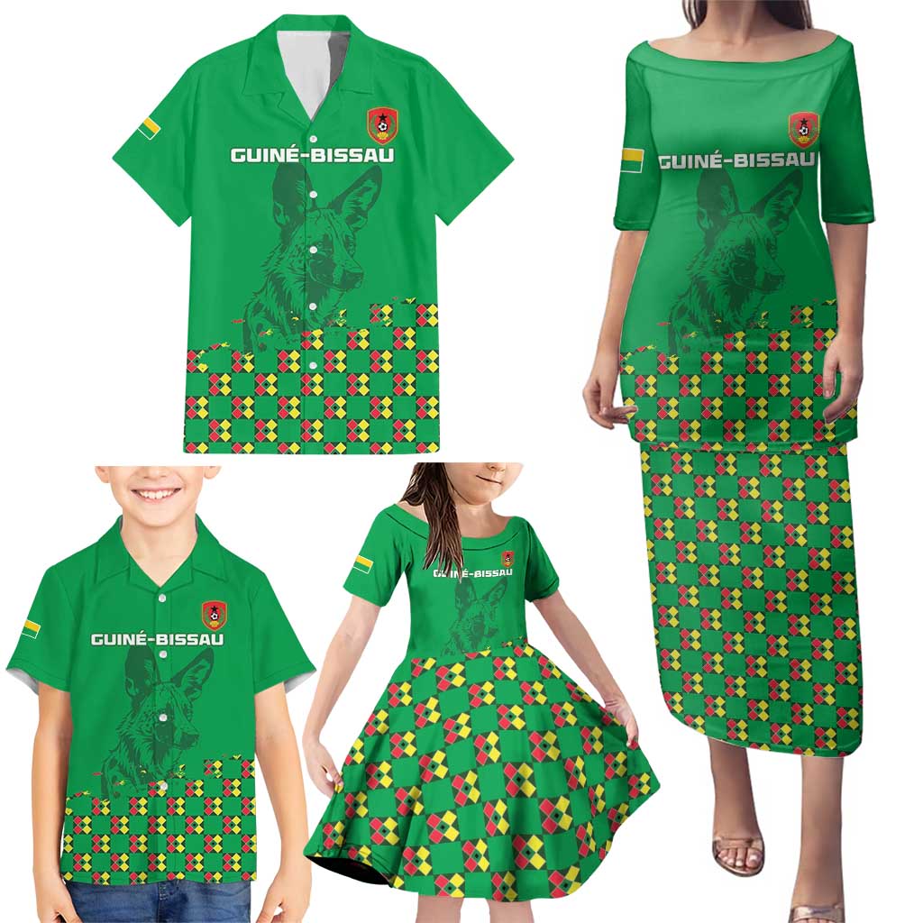 Custom Guinea Bissau Football Family Matching Puletasi and Hawaiian Shirt Go Djurtus - Green Ver - Wonder Print Shop