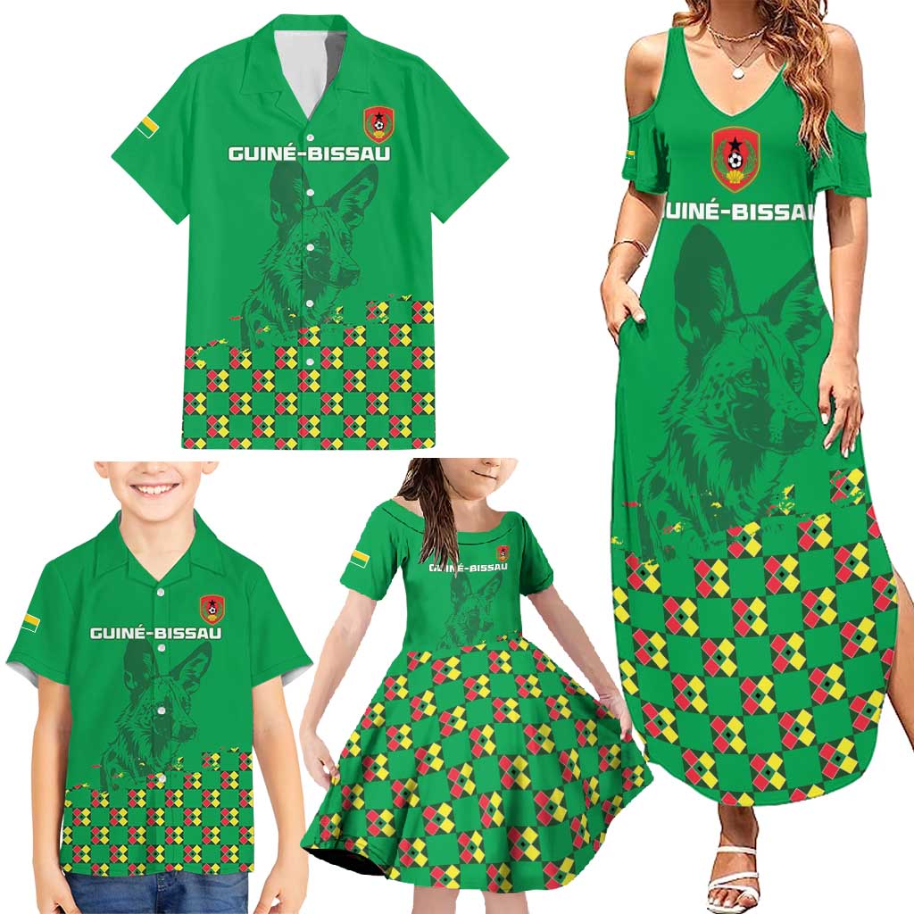 Custom Guinea Bissau Football Family Matching Summer Maxi Dress and Hawaiian Shirt Go Djurtus - Green Ver - Wonder Print Shop