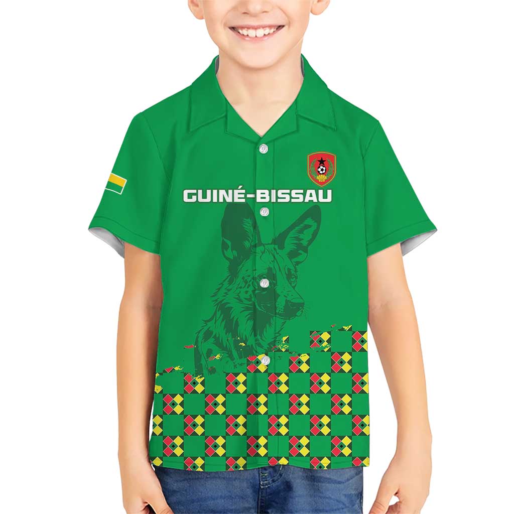 Custom Guinea Bissau Football Kid Hawaiian Shirt Go Djurtus - Green Ver - Wonder Print Shop