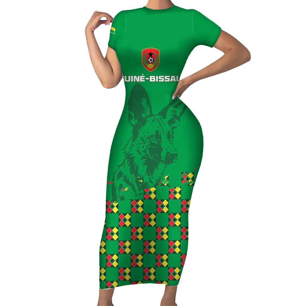 Custom Guinea Bissau Football Short Sleeve Bodycon Dress Go Djurtus - Green Ver - Wonder Print Shop