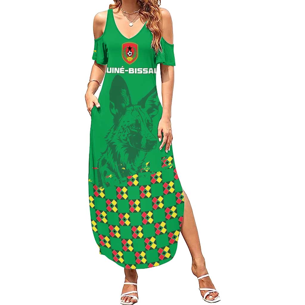 Custom Guinea Bissau Football Summer Maxi Dress Go Djurtus - Green Ver - Wonder Print Shop