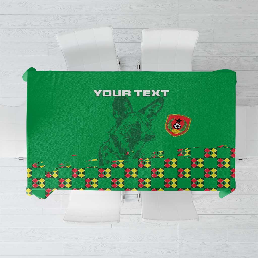 Green custom football tablecloth with shield and checkered diamond pattern