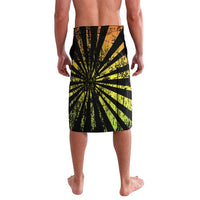 Men's black graphic board shorts with yellow-green starburst pattern