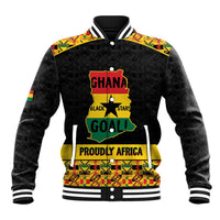 Personalized Afro Ghana Football Baseball Jacket Black Stars Never Fall - Kente Pattern - Wonder Print Shop