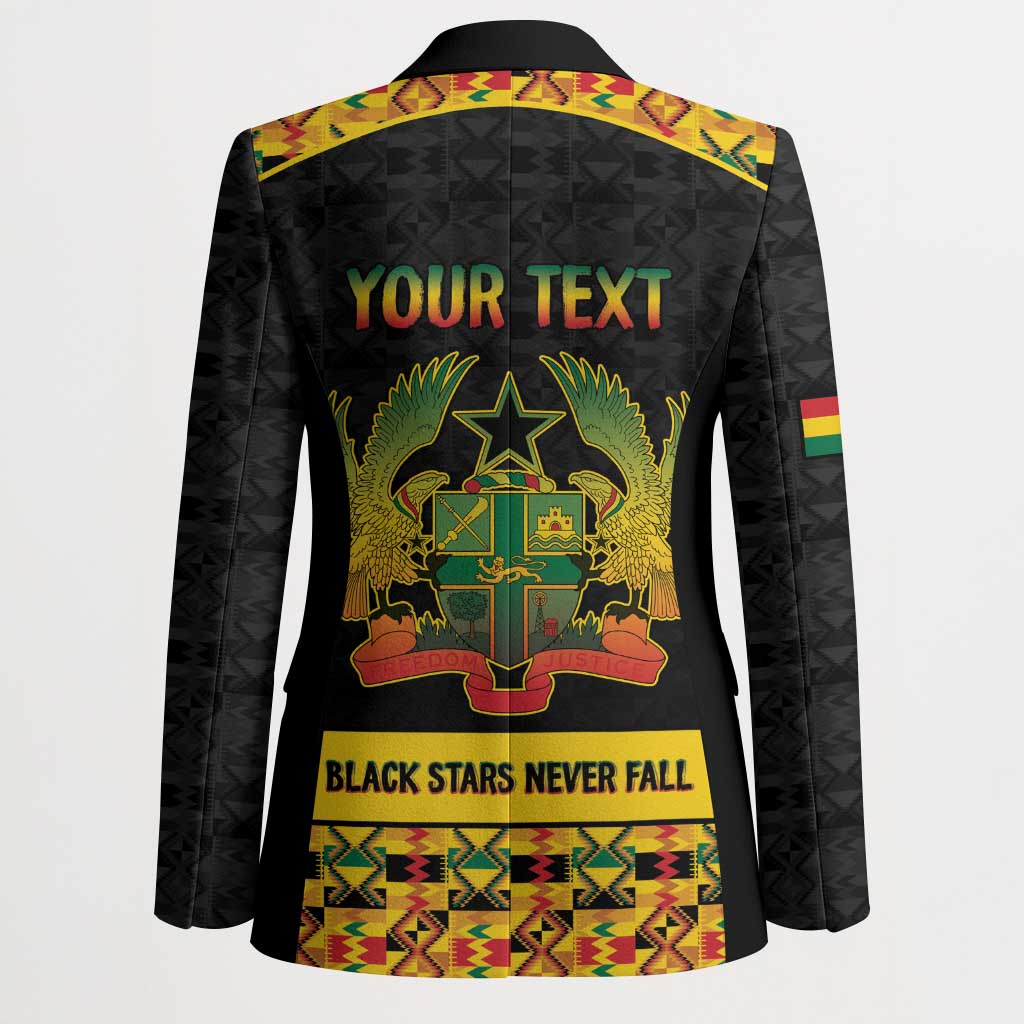 Personalized Afro Ghana Football Blazer Black Stars Never Fall - Kente Pattern - Wonder Print Shop