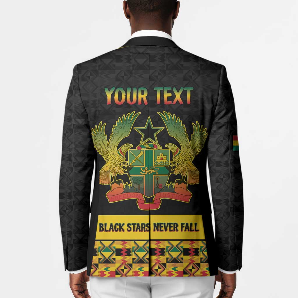 Personalized Afro Ghana Football Blazer Black Stars Never Fall - Kente Pattern - Wonder Print Shop