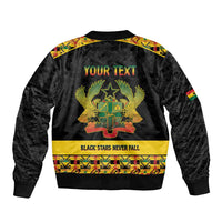 Personalized Afro Ghana Football Bomber Jacket Black Stars Never Fall - Kente Pattern - Wonder Print Shop