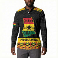 Personalized Afro Ghana Football Button Sweatshirt Black Stars Never Fall - Kente Pattern